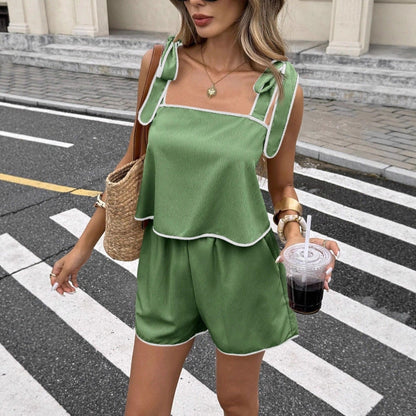 Women's Tie-Up Tube Top & Elastic Waist Shorts Set – 3 Colors XS–L FitiqueFit