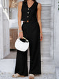 Devine Button Down Lace Detail Vest and Pants Set – Elegant Two-Piece with Stretchy Comfort See size chart under “more details” The Fashion Celestial