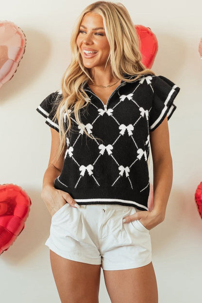 Bow Colorblock Quarter-Zip Collared Sweater Shop Style & More | Fresh Looks, Everyday Deals & Free Shipping