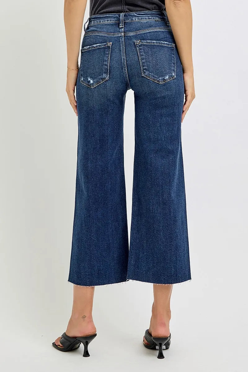 RISEN Full Size High Rise Crop Wide Button Up Jeans Plus Size Garden Naked Curves