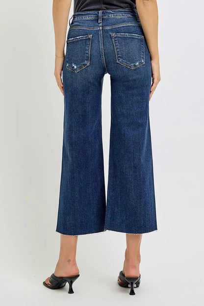 RISEN Full Size High Rise Crop Wide Button Up Jeans Plus Size Garden Naked Curves
