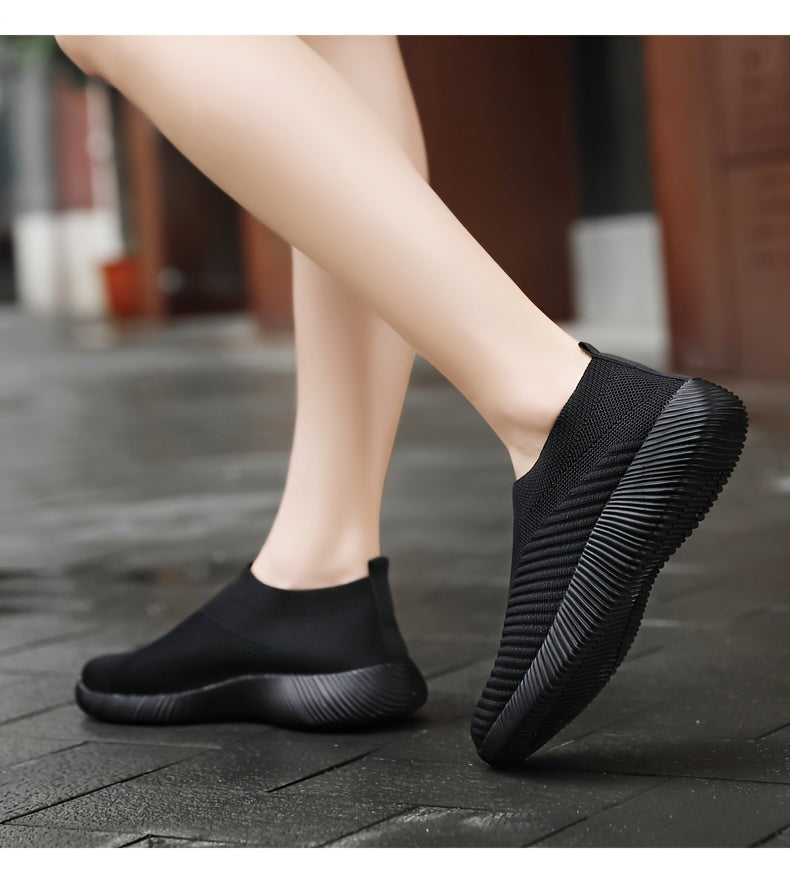 Women'S Lightweight Slip-On Sneakers, Solid Color Fabric Upper, Round Toe, MD Sole, Low Top, All-Season Casual Shoes for Running, Fitness, Dance, Walking, Travel NovaCart
