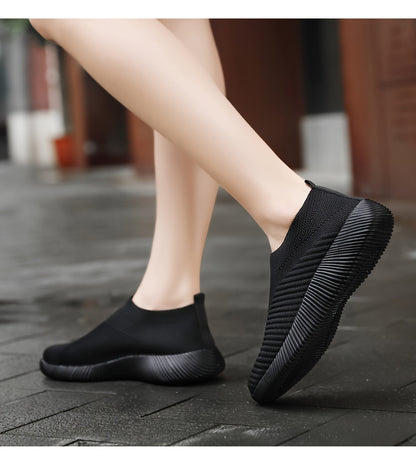 Women'S Lightweight Slip-On Sneakers, Solid Color Fabric Upper, Round Toe, MD Sole, Low Top, All-Season Casual Shoes for Running, Fitness, Dance, Walking, Travel NovaCart