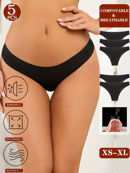 Set of 5 Women'S Seamless Bikini Underwear, Breathable Women'S Bikini Briefs, Invisible Panties, Comfortable Women'S Underwear in a Pack of 5 NovaCart
