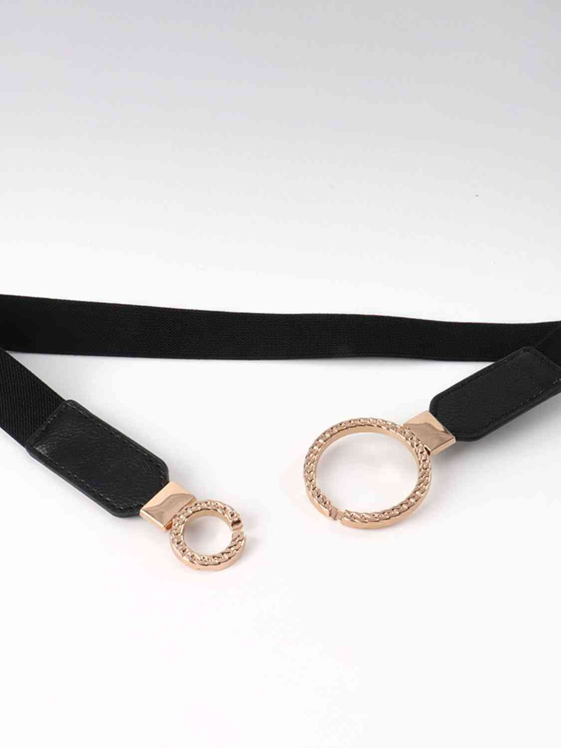 ElegantStyle Double Ring Buckle Elastic PU Belt – Adjustable Comfort Fit See size chart under “more details” The Fashion Celestial
