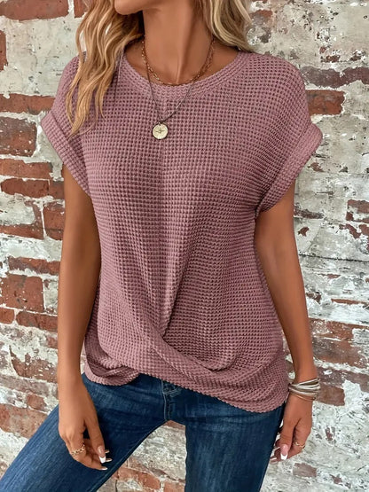 Women’s Textured Cuff Short‑Sleeve Tee FitiqueFit