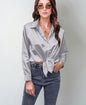 Women’s Satin Lapel Button-Down Blouse FitiqueFit
