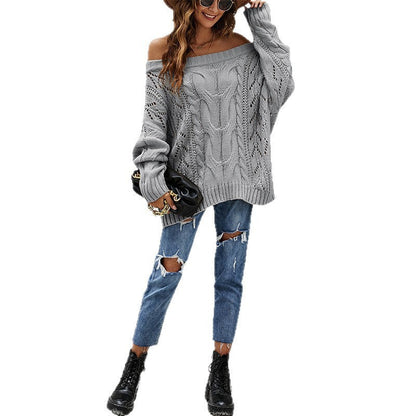 Strapless Loose Off Shoulder Solid Color Pullover Sweater Grayceful LLC