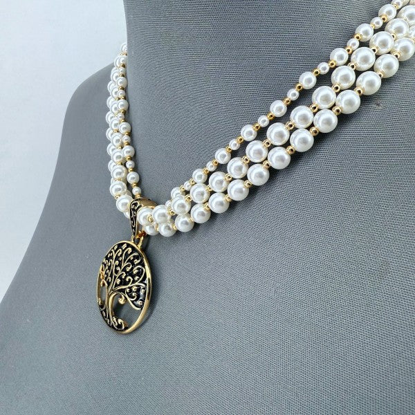 Gold Finish Multi Layer Pearl Necklace Tree of Lif Shop Style & More | Fresh Looks, Everyday Deals & Free Shipping