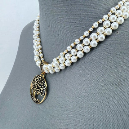 Gold Finish Multi Layer Pearl Necklace Tree of Lif Shop Style & More | Fresh Looks, Everyday Deals & Free Shipping