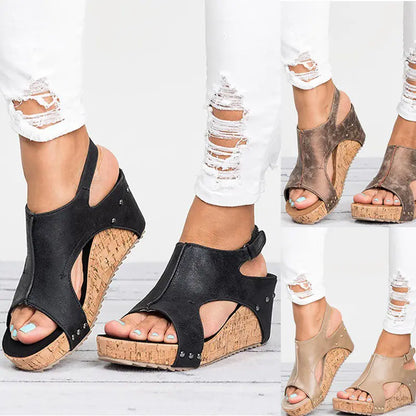 Wedge Peep-Toe High Heels for Women Sandals