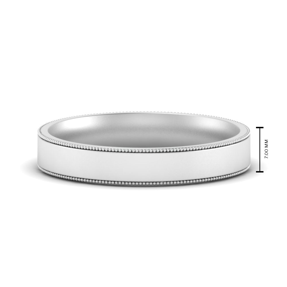 Stepped Edge Comfort Fit Flat Mens Band Fascinating Diamonds