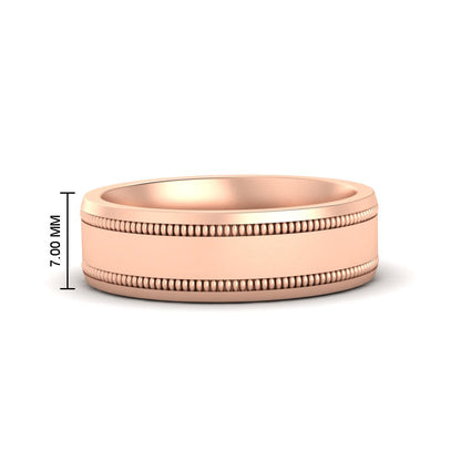 Mens Band Double Milgrain Fascinating Diamonds