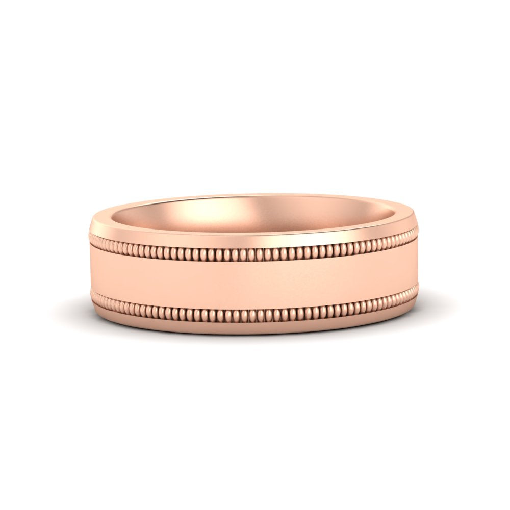 Mens Band Double Milgrain Fascinating Diamonds