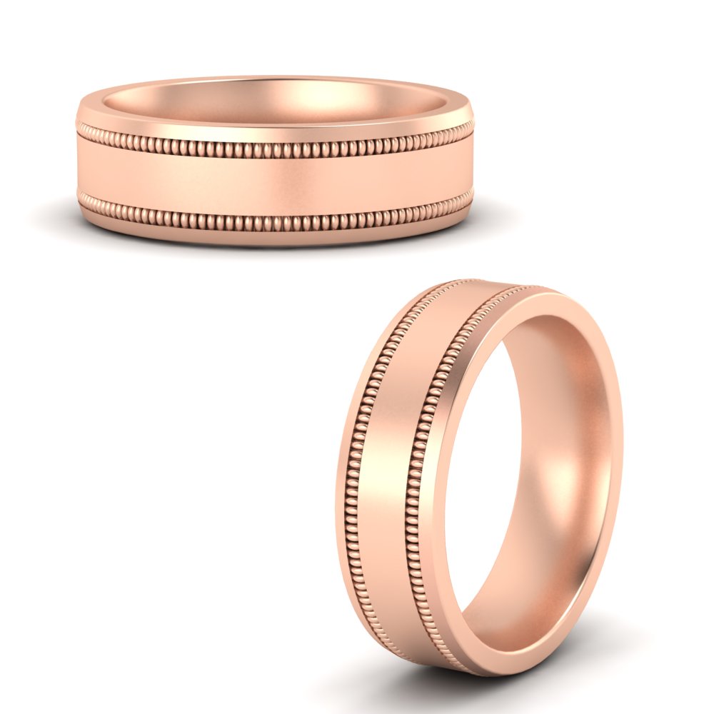 Mens Band Double Milgrain Fascinating Diamonds
