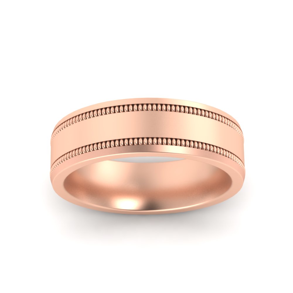 Mens Band Double Milgrain Fascinating Diamonds