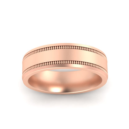 Mens Band Double Milgrain Fascinating Diamonds