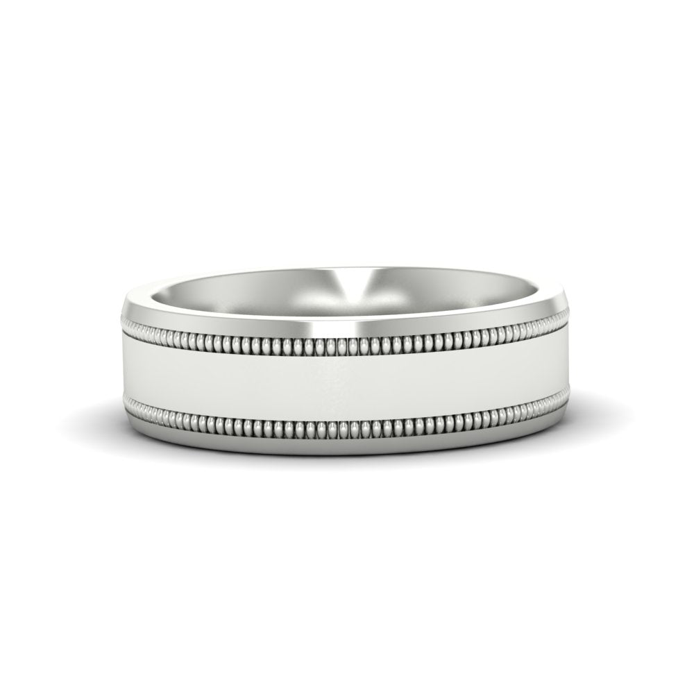 Mens Band Double Milgrain Fascinating Diamonds
