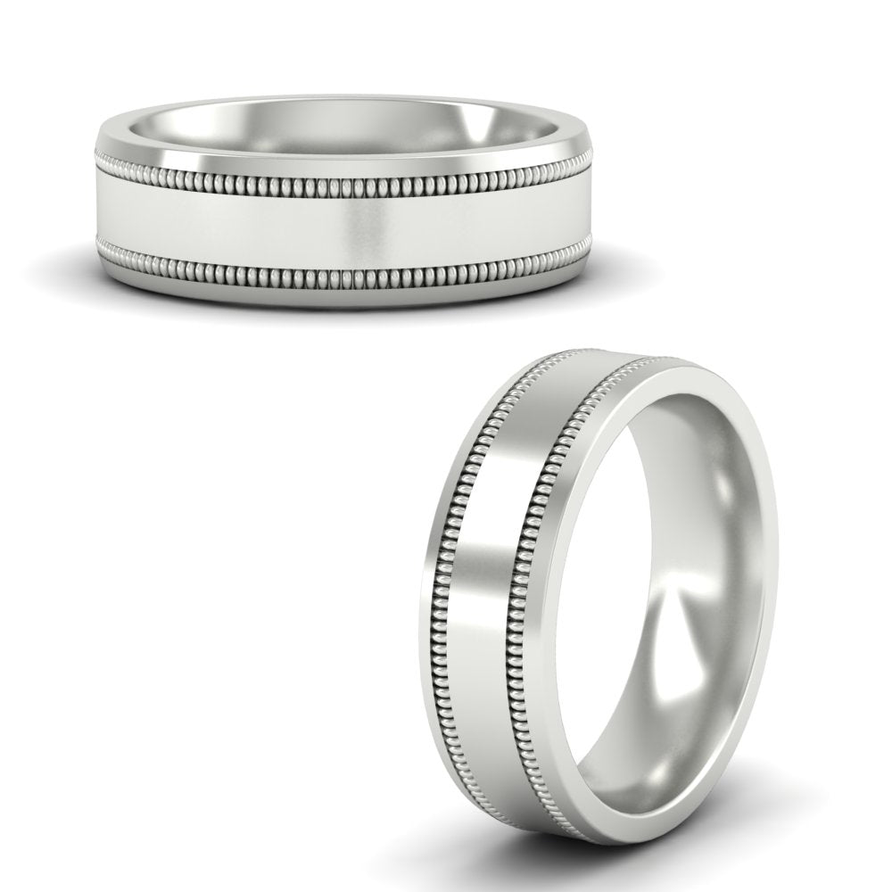 Mens Band Double Milgrain Fascinating Diamonds