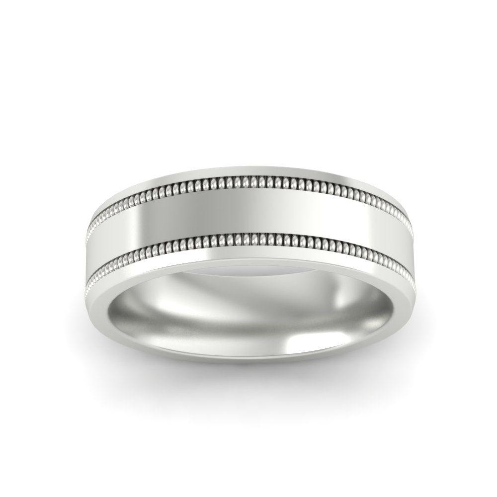 Mens Band Double Milgrain Fascinating Diamonds