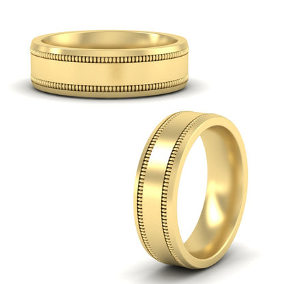 Mens Band Double Milgrain Fascinating Diamonds