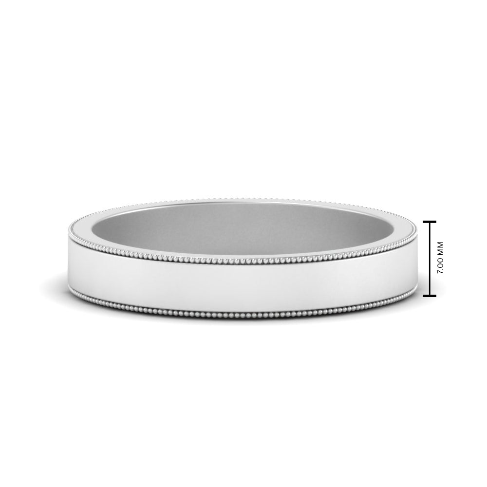 Flat Milgrain Mens Wedding Band Fascinating Diamonds