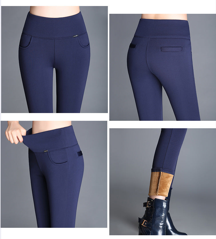 High Waist Velvet Padded Leggings for Women FitiqueFit