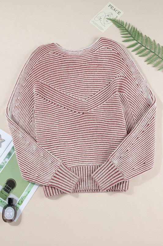 Stripe Ribbed Knit Boat Neck Sweater Shop Style & More | Fresh Looks, Everyday Deals & Free Shipping