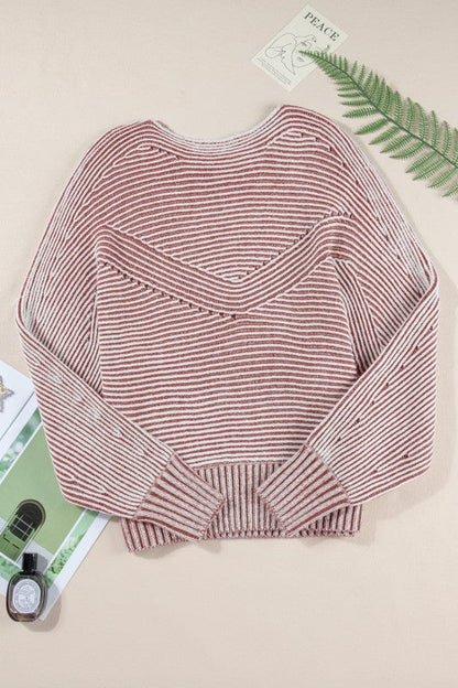 Stripe Ribbed Knit Boat Neck Sweater Shop Style & More | Fresh Looks, Everyday Deals & Free Shipping