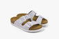 Siena II by LEON– Women’s Leather Sandal- Glitter Double Buckle Slip-on with Cushioned Footbed LEON Footwear USA