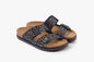 Siena II by LEON– Women’s Leather Sandal- Glitter Double Buckle Slip-on with Cushioned Footbed LEON Footwear USA