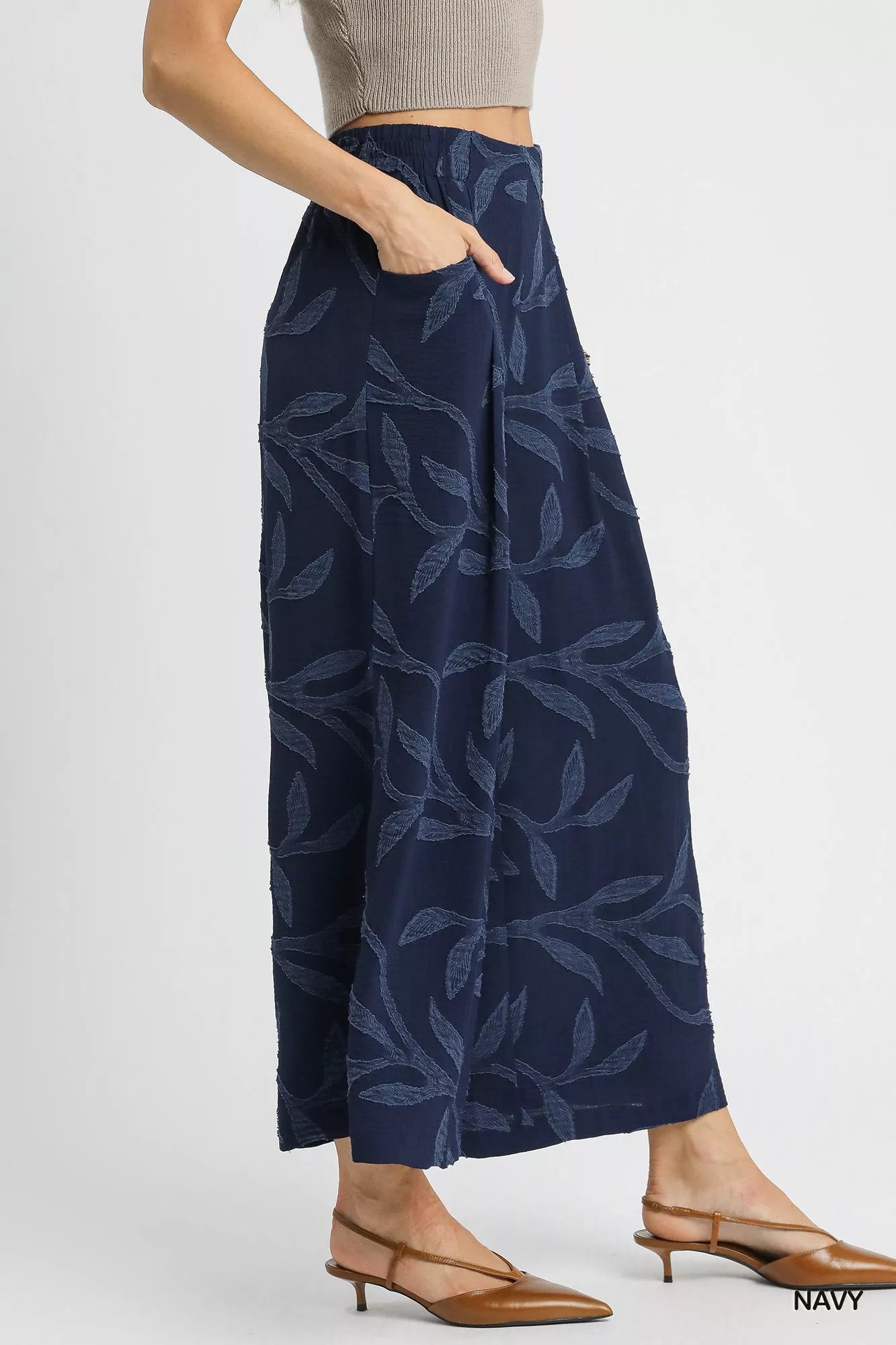Umgee Jacquard Wide-Leg Pants West2East Surf