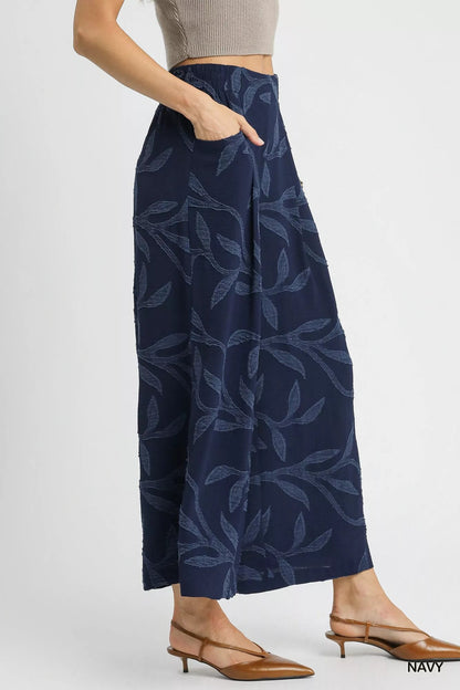 Umgee Jacquard Wide-Leg Pants West2East Surf