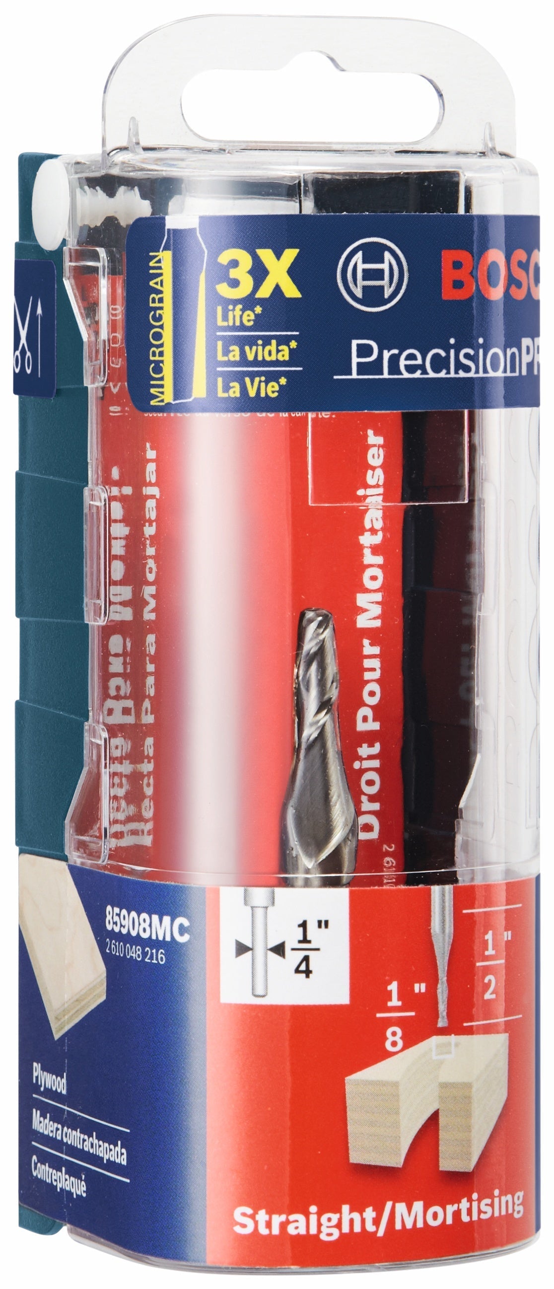 BOSCH 85908MC 1/8 In. x 1/2 In. Solid Carbide Double-Flute Upcut Spiral Router Bit VM Hardware