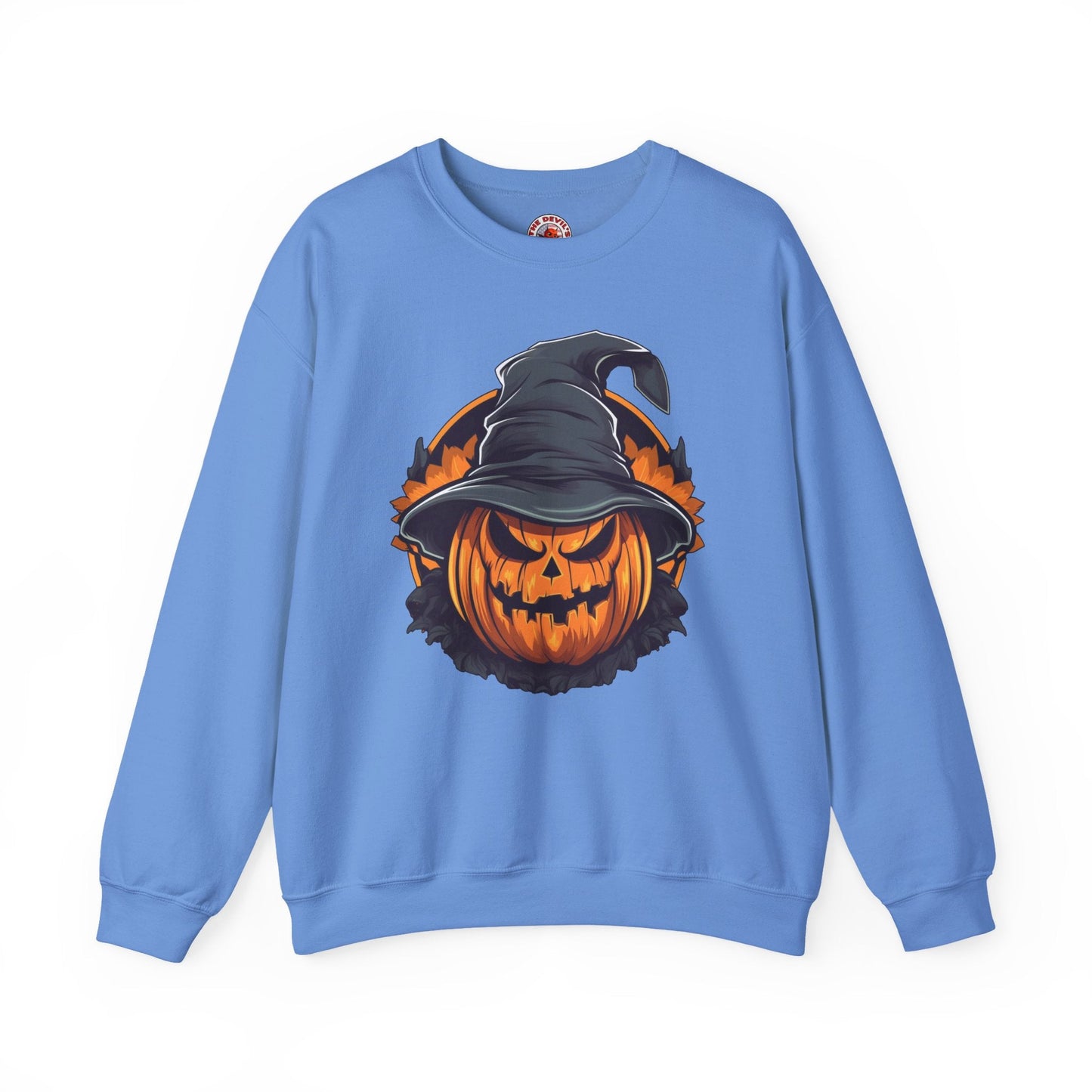 Scary Witch Pumpkin Halloween Crewneck Sweatshirt The Devil's Pickle