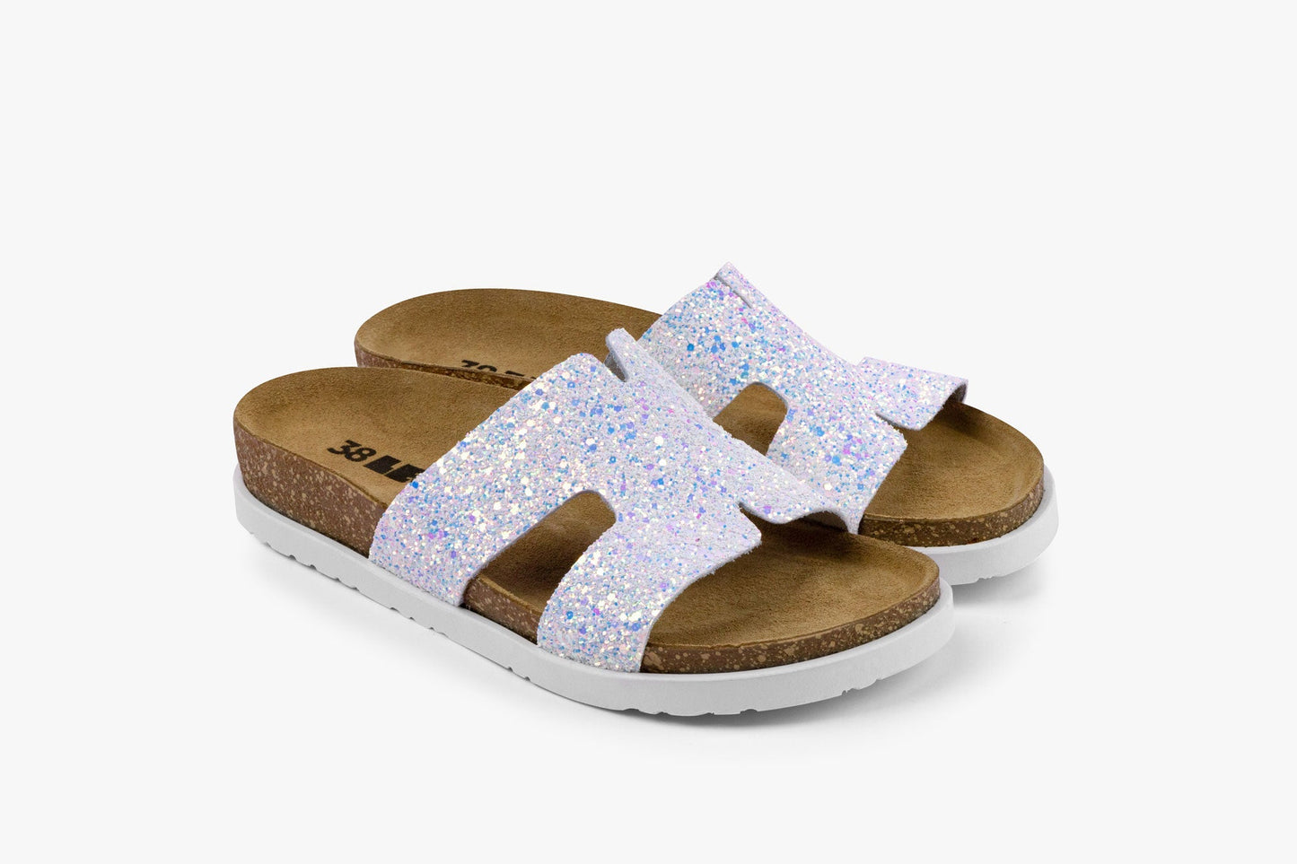 Liora II by LEON- Women’s Leather Sandal- Shimmering Slide Sandals with Glitter Effect LEON Footwear USA