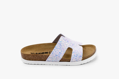 Liora II by LEON- Women’s Leather Sandal- Shimmering Slide Sandals with Glitter Effect LEON Footwear USA