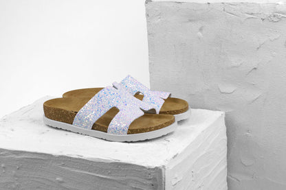 Liora II by LEON- Women’s Leather Sandal- Shimmering Slide Sandals with Glitter Effect LEON Footwear USA