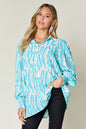 Double Take Full Size Printed Smocked Long Sleeve Blouse Plus Size New Era Fashion LLc