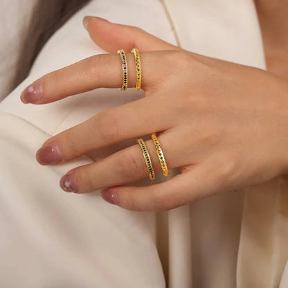 GlimmerFold Dual Band Ring Ivory Embers