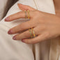 GlimmerFold Dual Band Ring Ivory Embers