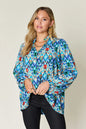 Double Take Full Size Printed Balloon Sleeve Blouse New Era Fashion LLc