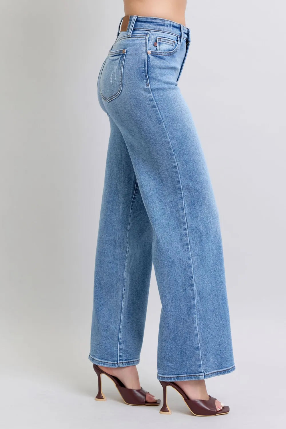 Judy Blue Full Size Wide Leg Jeans with Pockets West2East Surf