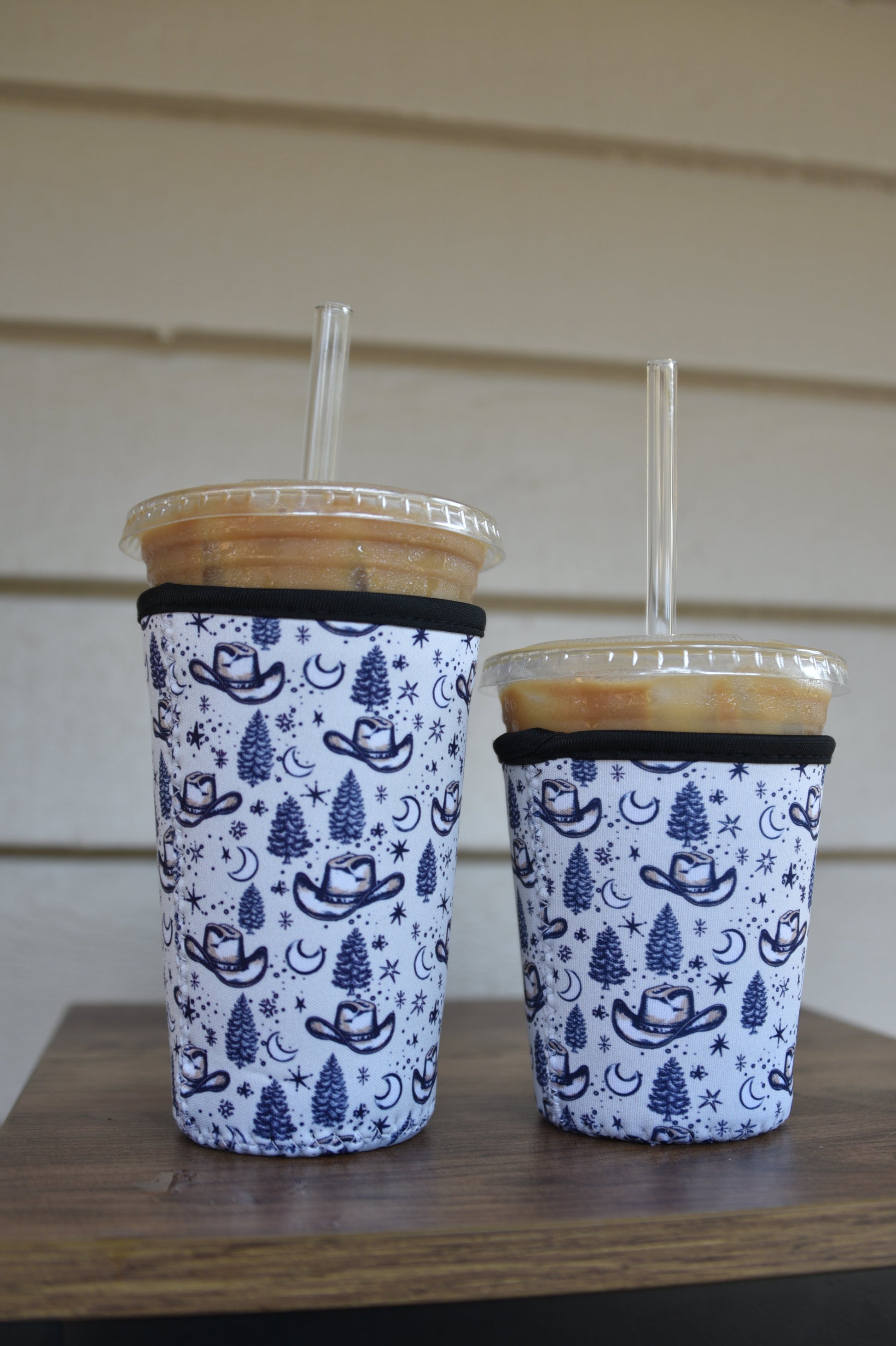 Cowboy Hat & Stars Coffee Sleeve | Reusable Neoprene Iced Coffee Cup Cover (16–24oz) BashDesignsCo