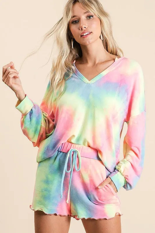 BiBi Tie Dye French Terry Top and Shorts Set New Era Fashion LLc
