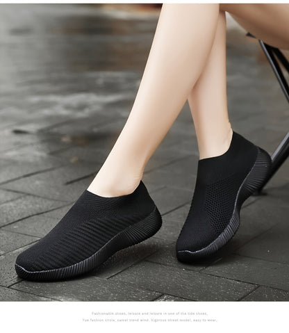 Women'S Lightweight Slip-On Sneakers, Solid Color Fabric Upper, Round Toe, MD Sole, Low Top, All-Season Casual Shoes for Running, Fitness, Dance, Walking, Travel NovaCart