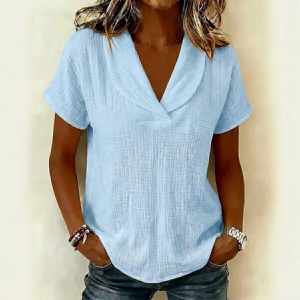 Women's Knitted Short-Sleeve Butterfly Collar Top FitiqueFit