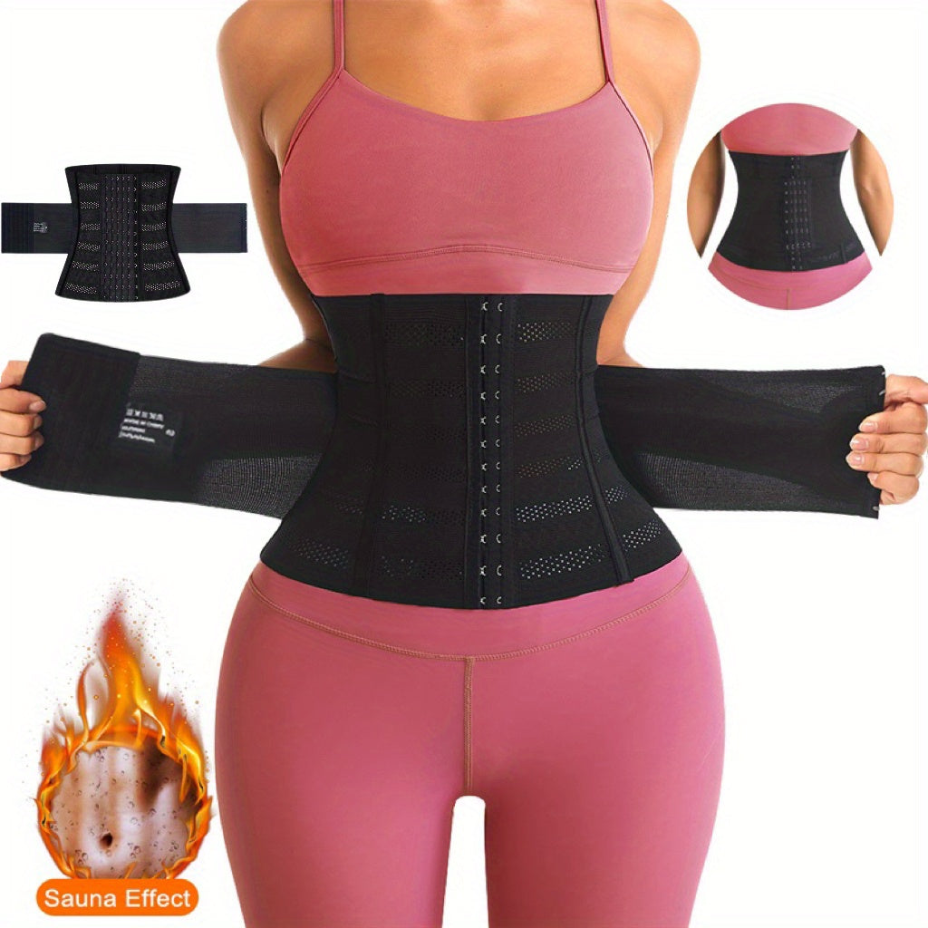 1pc Breathable Polyester Waist Cincher for Women - Medium Control Posture Improvement Shapewear with Adjustable Closure, Knit Fabric Weave, Hand Washable - 1pc NovaCart