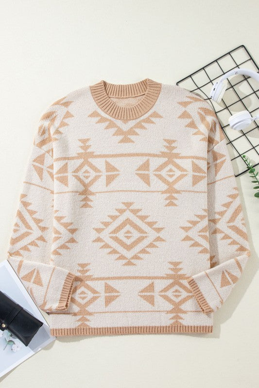Plus Size Western Aztec Long Sleeve Sweater Shop Style & More | Fresh Looks, Everyday Deals & Free Shipping