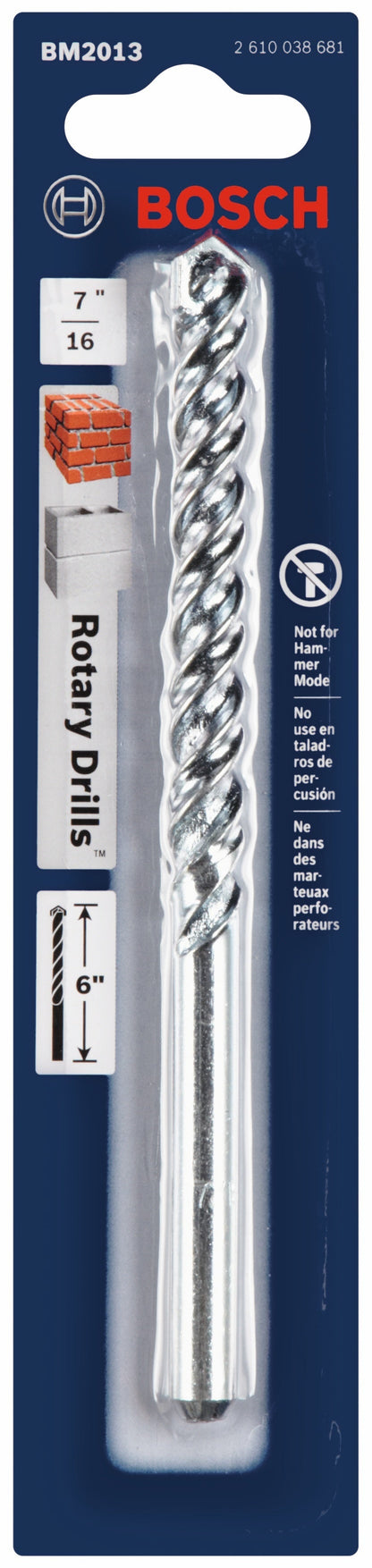 BOSCH BM2013 7/16 In. X 4 In. X 6 In. Fast Spiral Rotary Masonry Drill Bit VM Hardware